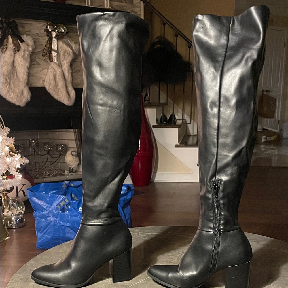 INC Black Leather Over the knee Boots 
Size 7 - heel - Worn Once